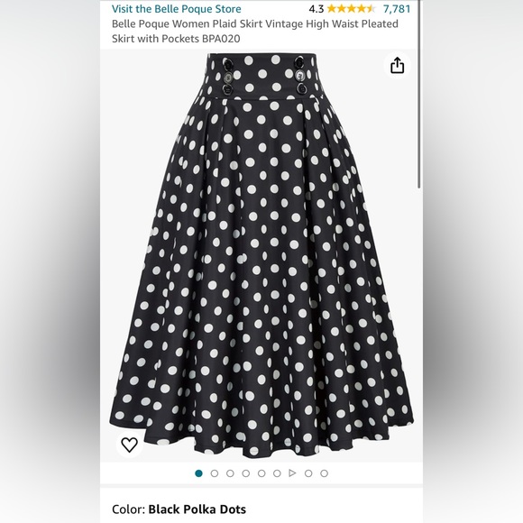 Belle Poque Women Plaid Skirt Vintage High Waist Pleated Skirt with Pockets - Picture 1 of 2